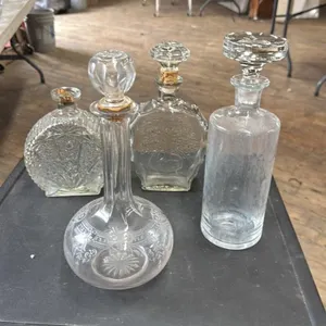 Set of 4 Vintage Glass Decanters with Stoppers