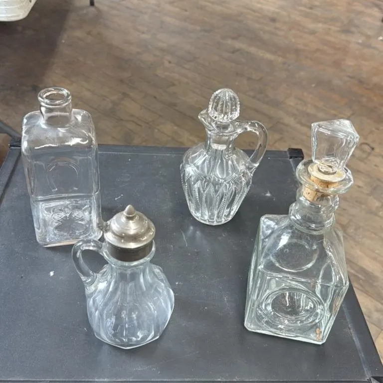 Lot of 4 Vintage Glass Bottles and Decanters