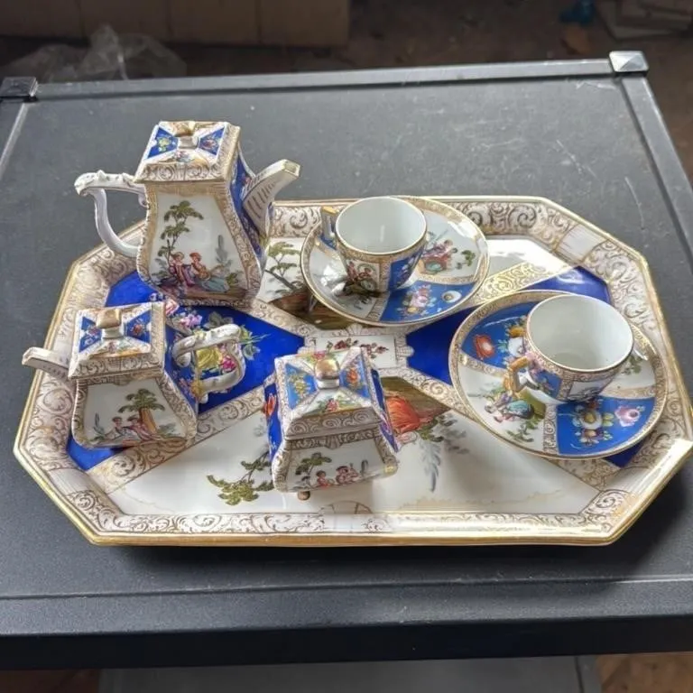 Vintage Porcelain Tea Set with Tray