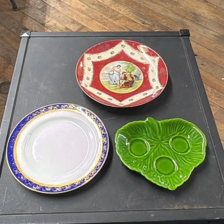 Vintage Austrian Porcelain Plate and Leaf Dish Set