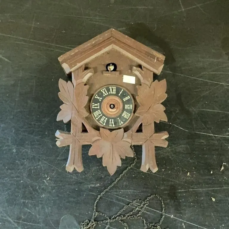 Vintage Cuckoo Clock with Chains and Weights