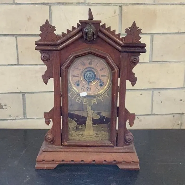 Antique "Liberty" Mantel Clock with Statue of Libe
