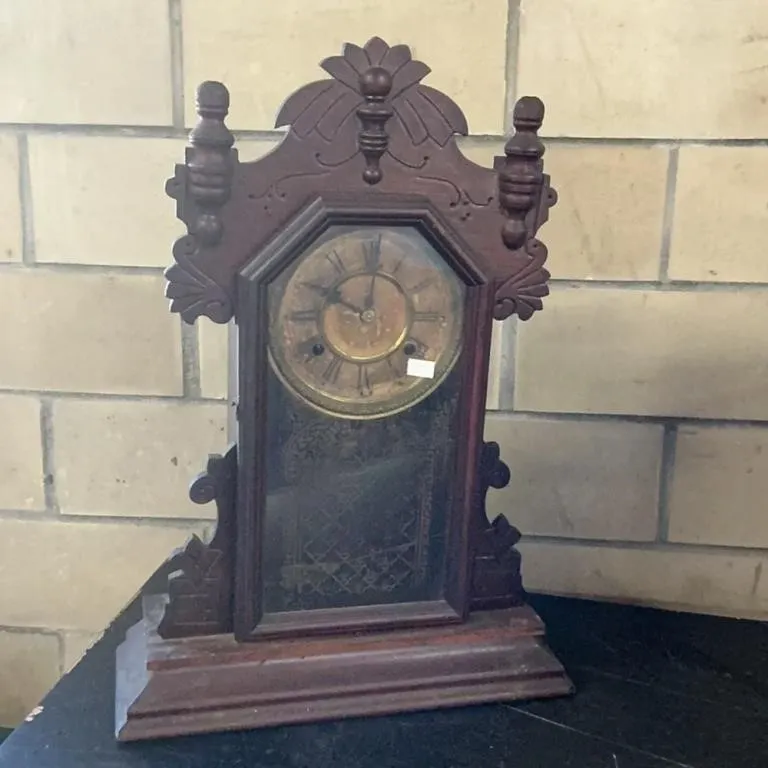Antique Wooden Mantel Clock