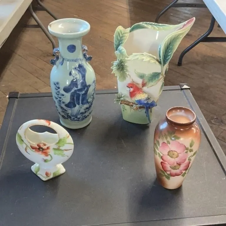Vintage Nippon Hand Painted Porcelain Basket Vase