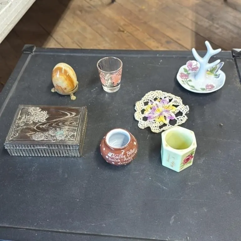 Vintage Decorative Box and Trinkets Lot
