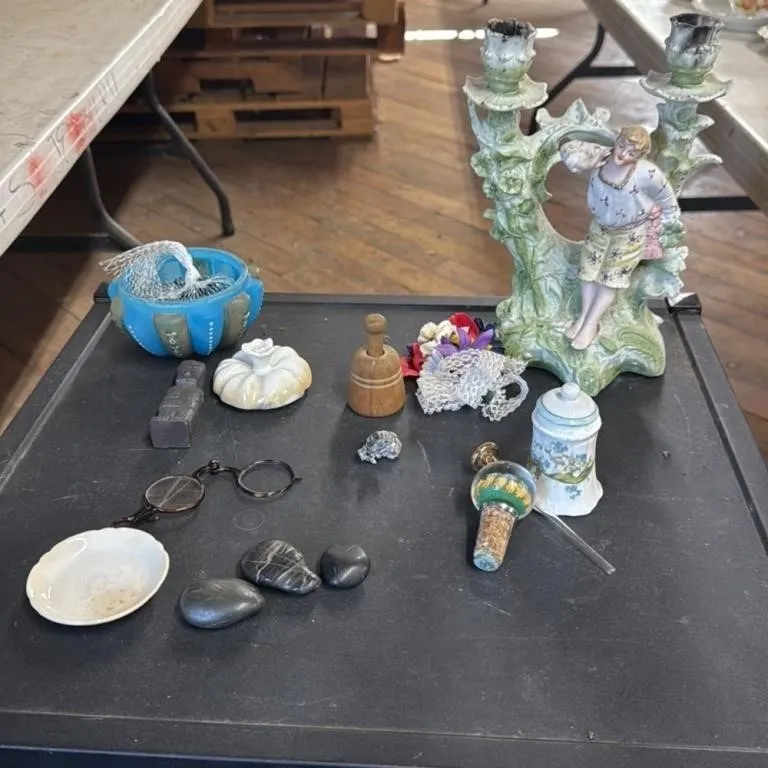 Antique Porcelain Figural Candelabra and Assorted