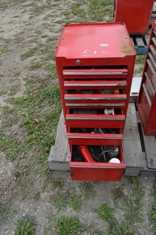 Tool box with assortment of snap on tools