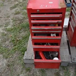 Tool box with assortment of snap on tools