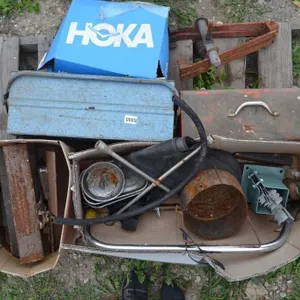 Pallet with assorted tool boxes and tools.