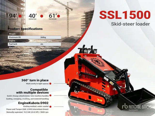 2026 SSL1500-RED Mini Kubota Diesel Compact Track Loader (Unused)