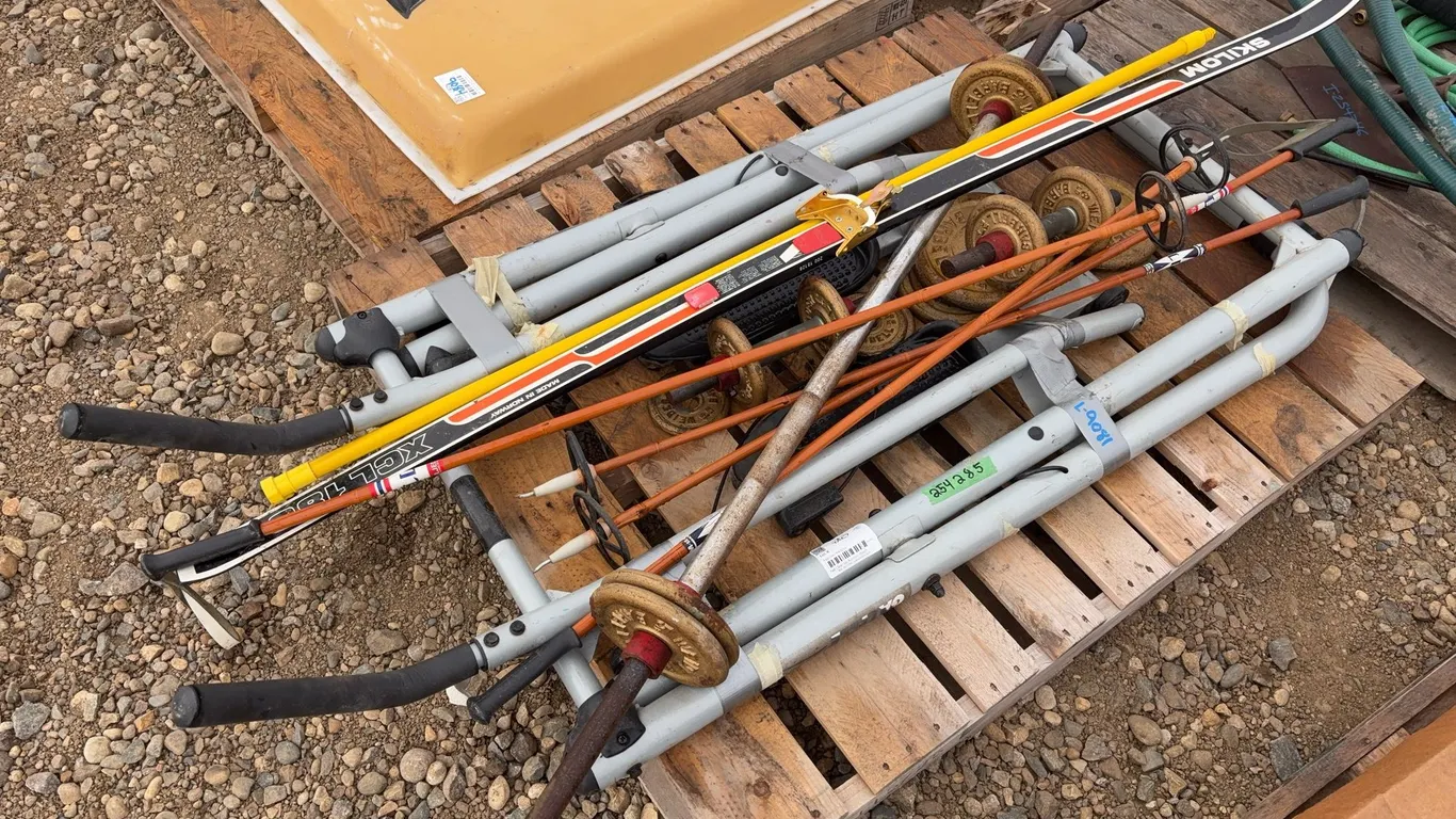 Assorted Weights, Exercise Equipment, Skiis