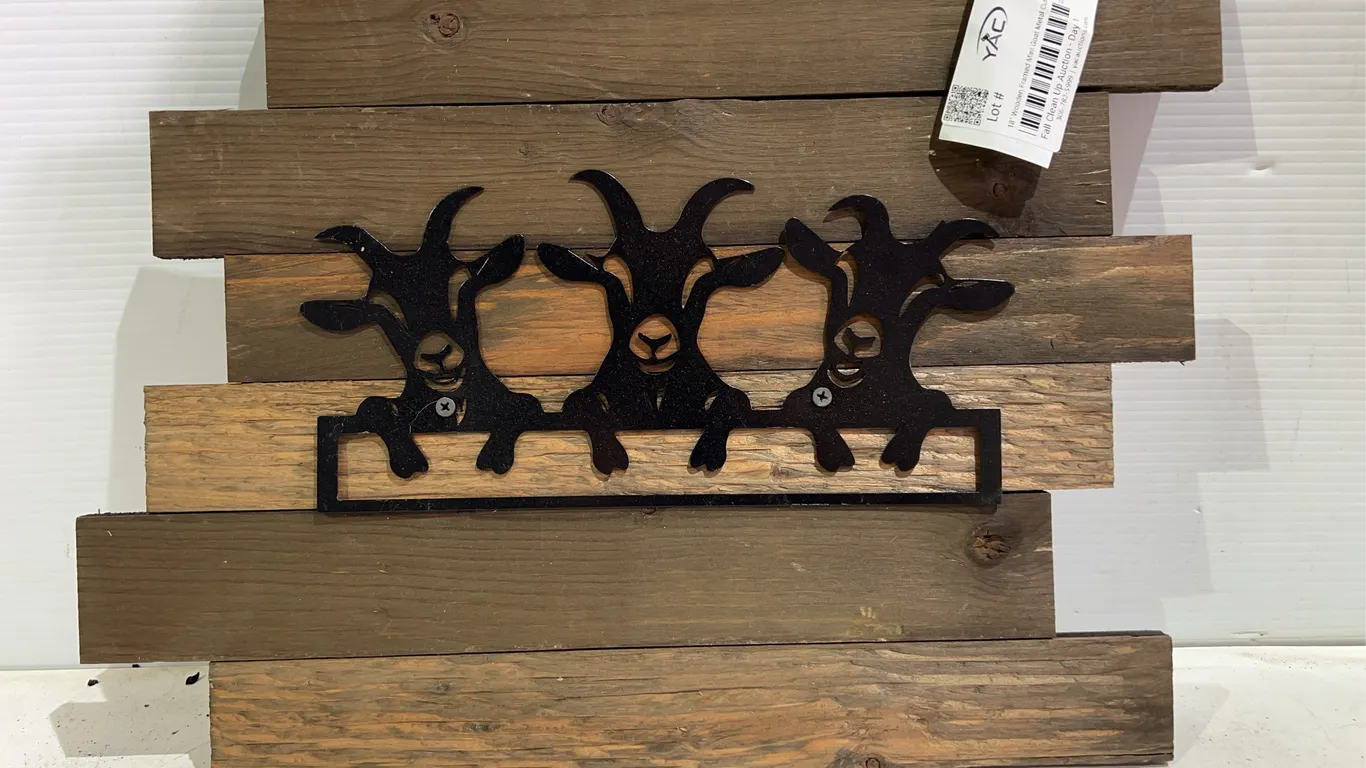18" Wooden Framed Mini Goat Metal Cut Out