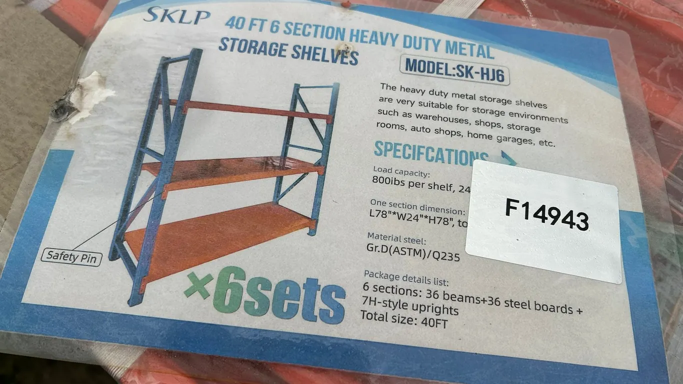 2026 SKLP 40 FT 6 SECTION HEAVY DUTY METAL STORAGE SHELVE SK-HJ6 S/N F14943