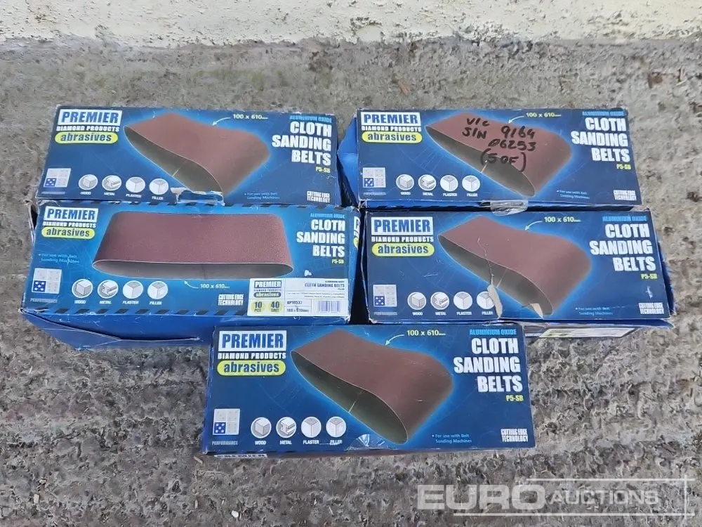 Unused Premier Boxes of Various Grit Cloth Sanding Belts (5 of)