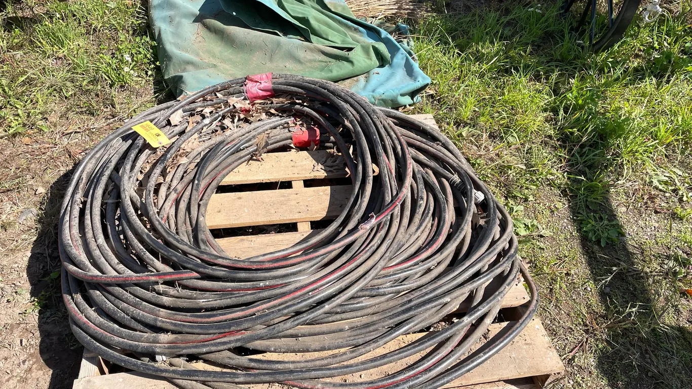 (2) Garden Hoses and Canvas Tarp