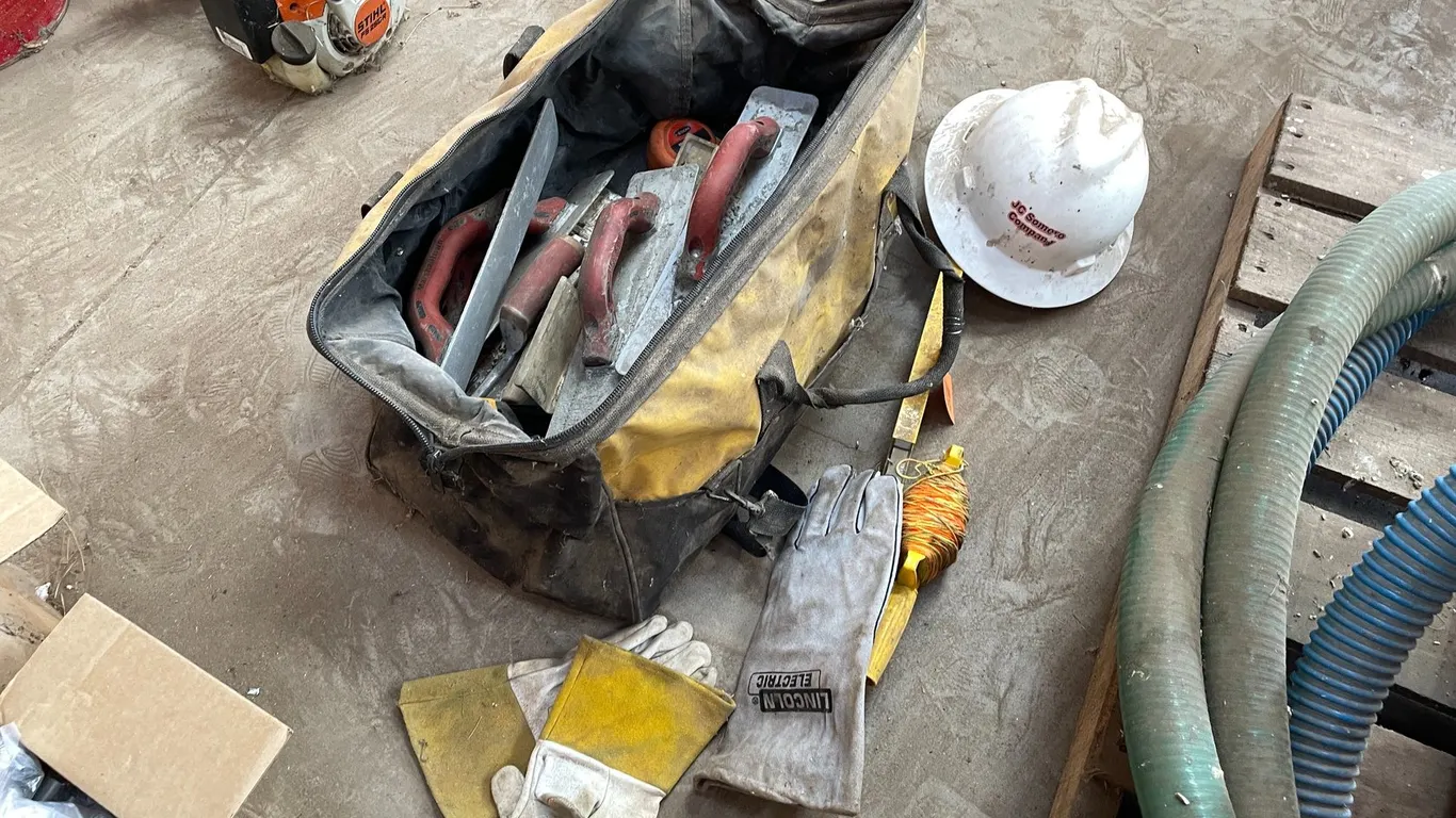 Tool Bag with Concrete Hand Tools