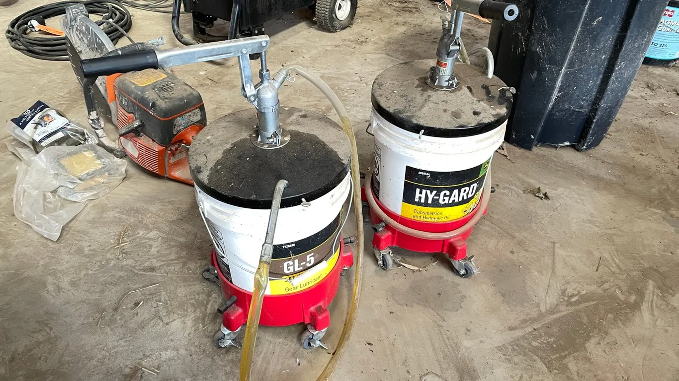 (2) 5-Gallon Bucket Carts with Pump Dispensers