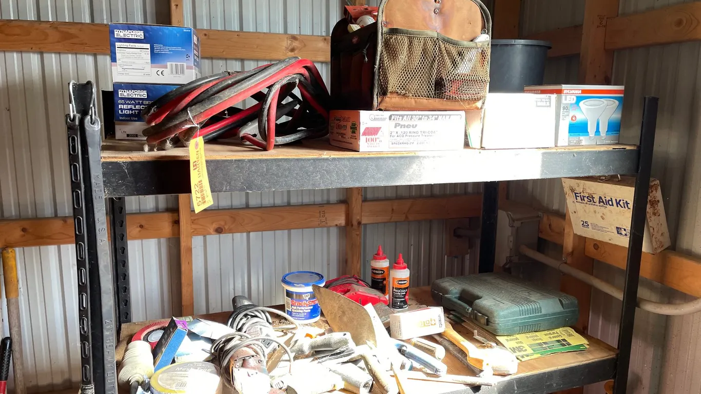 (2) Shelves of Shop Tools