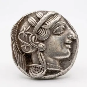 Ancient Greek Silver Tetradrachm Coin Athens Owl and Athena Circa 5th Century BCE