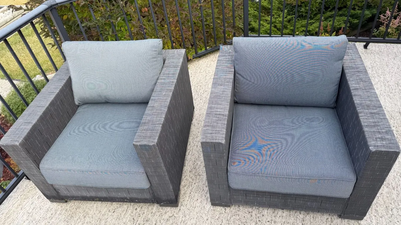 Outdoor Woven Lounge Chairs with Cushions
