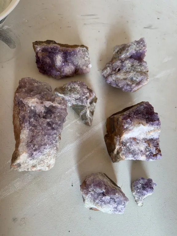 Six Rough Amethyst Crystal Specimens