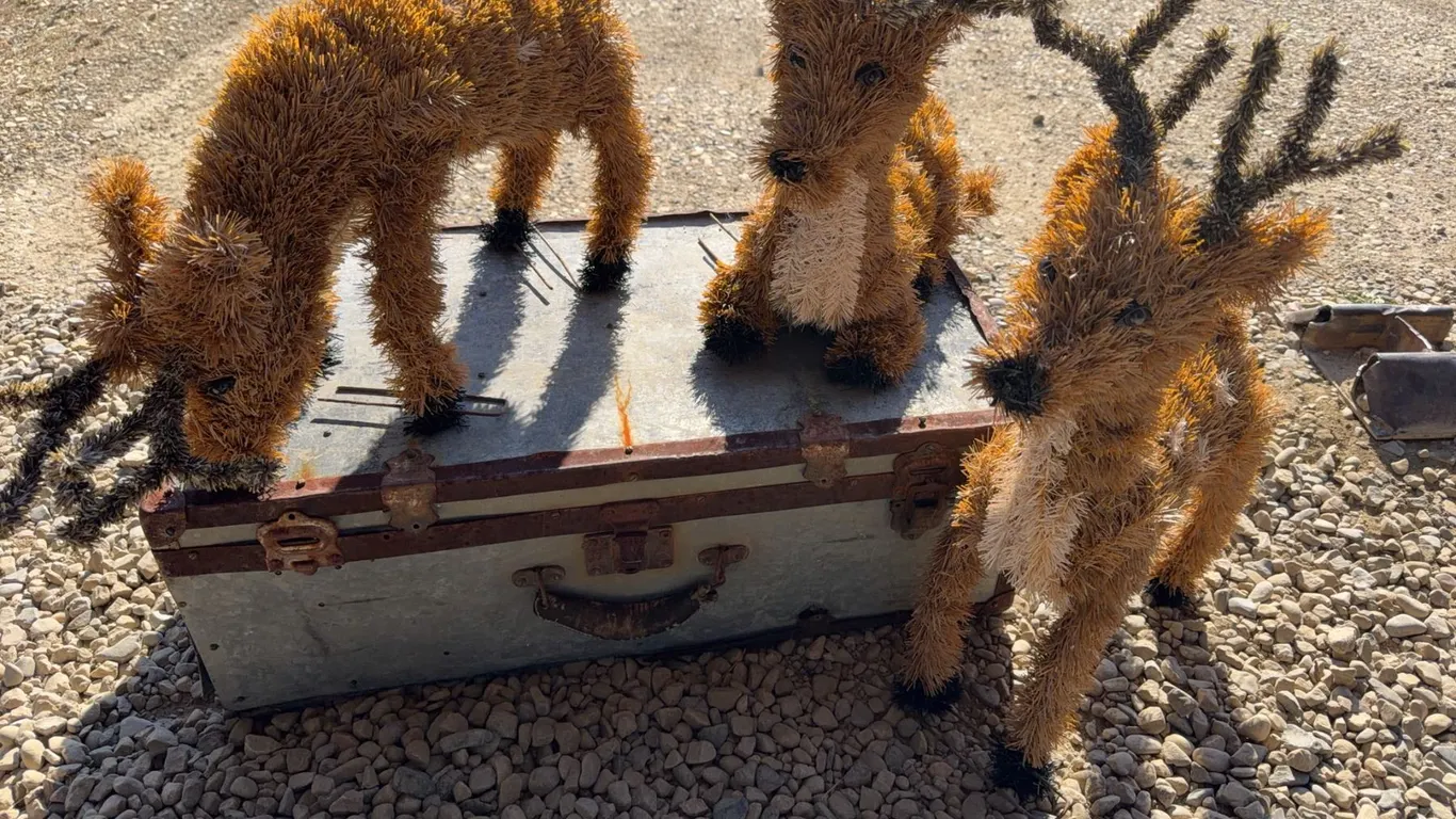 3 Artificial Deer Holiday Decorations