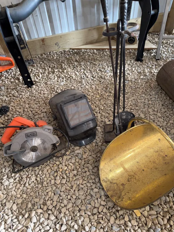Black+Decker Saw, Welding Helmet, Ash Shovel Lot