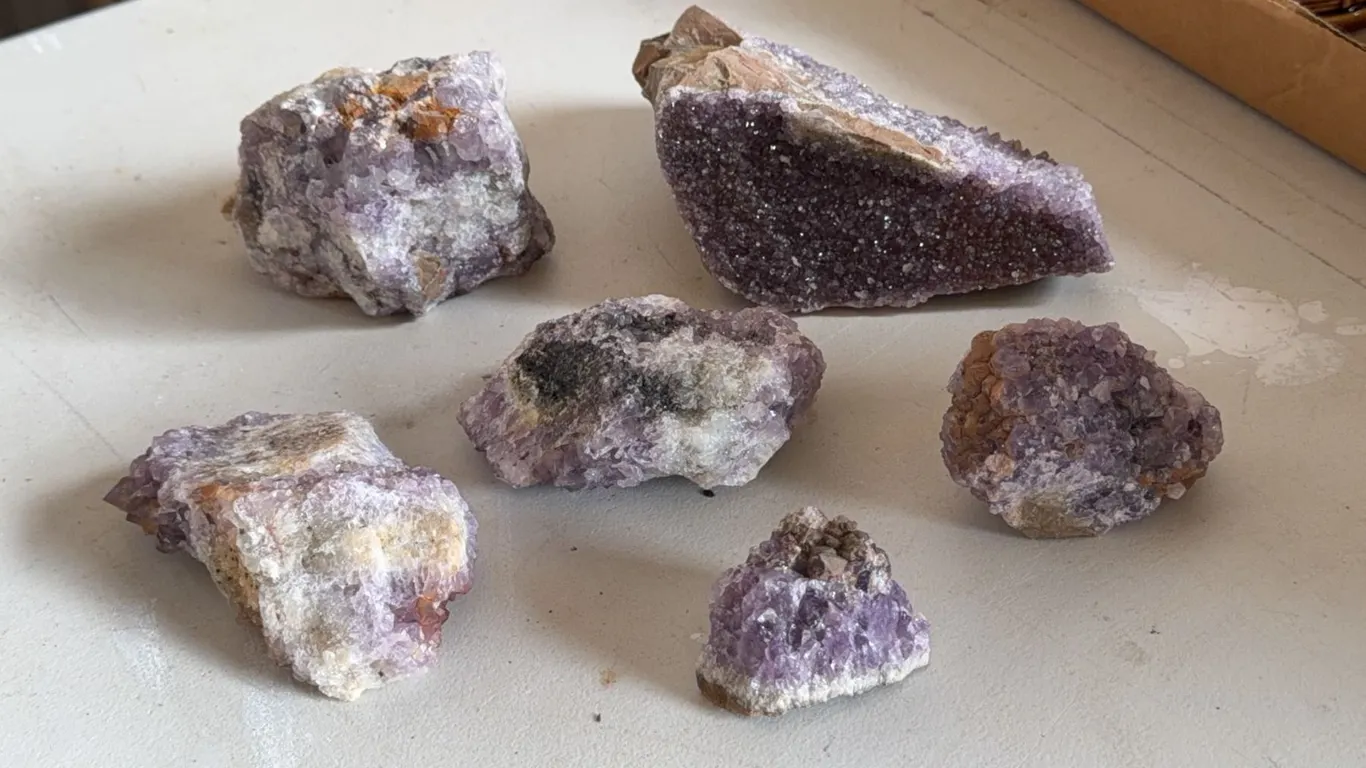 Six Amethyst Mineral Specimens
