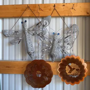 Metal Dragonfly Decor and Two Hanging Spinners