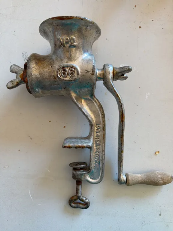 No. 8 Metal Hand Crank Meat Grinder, England