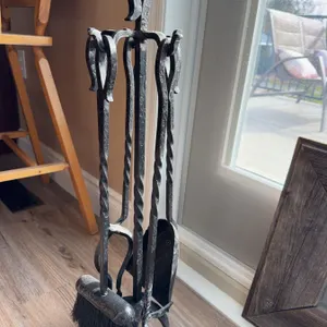 Wrought Iron Fireplace Tool Set With Stand