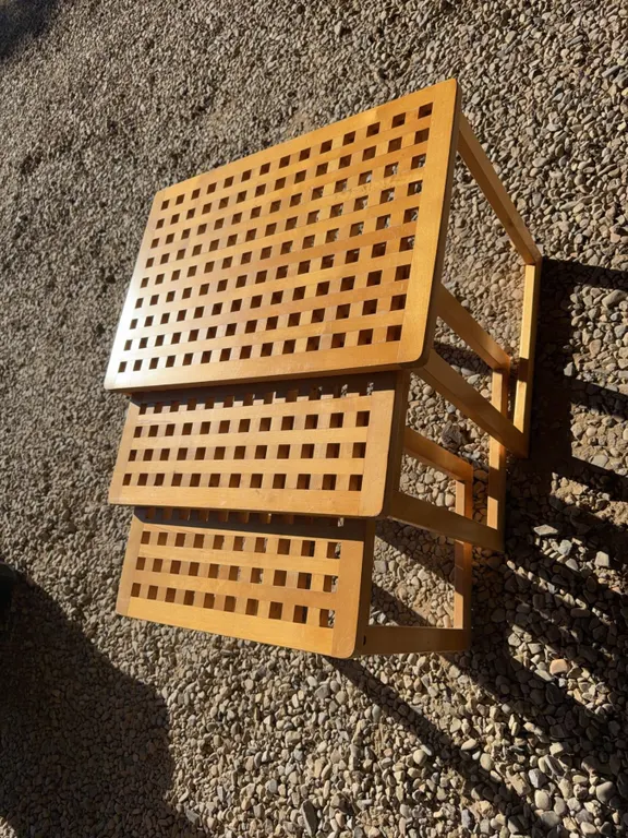 Wood Slat Nesting Tables, Set of Three