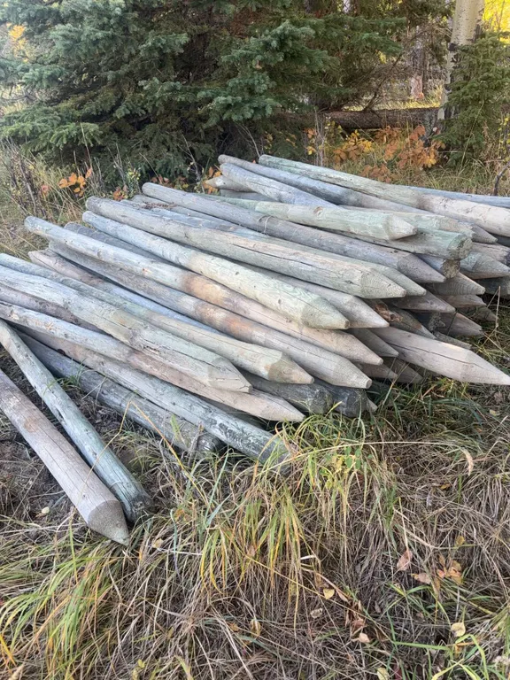Stack of 50-70 Pointed Wood Fence Posts