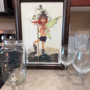 Framed Fairy Art, Glass Dispenser, 3 Glasses