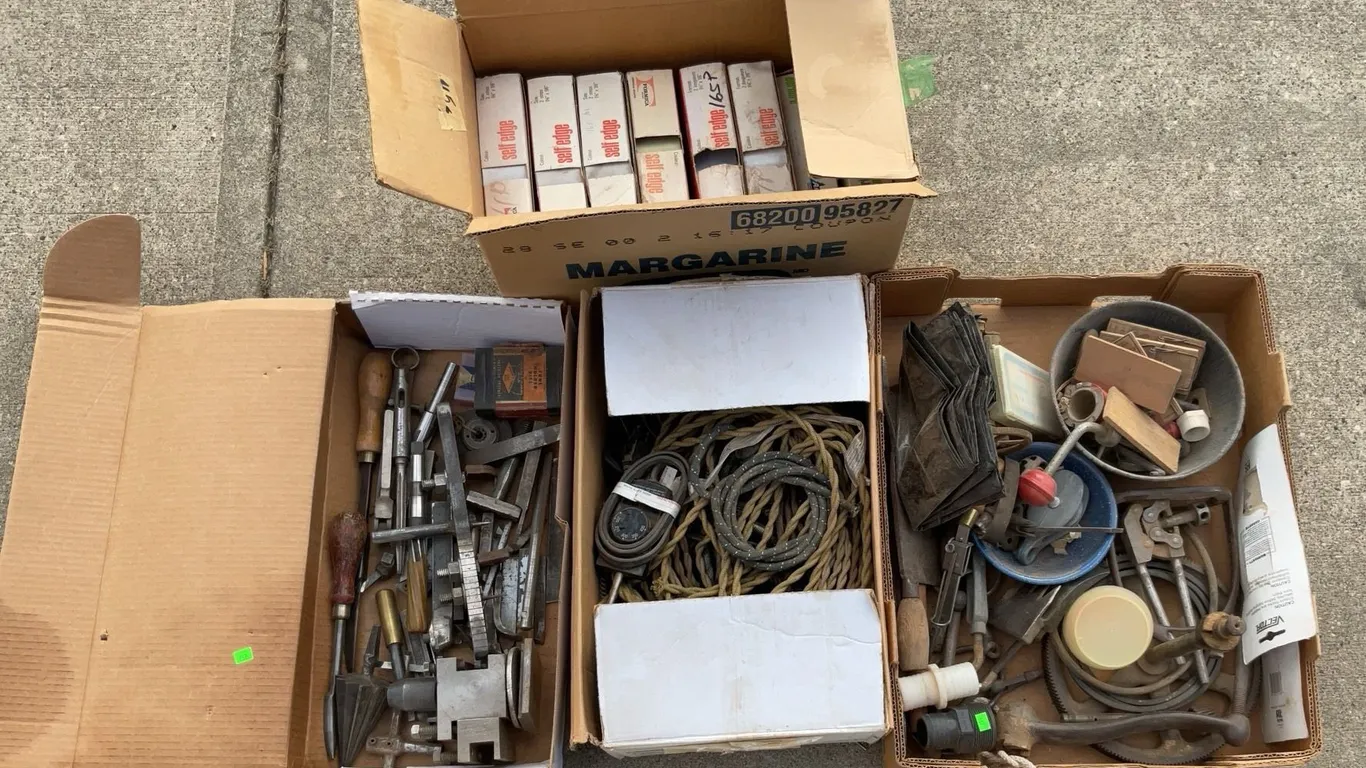 Machinist Tools, Formica Self Edge Strips, Rope, and Hardware