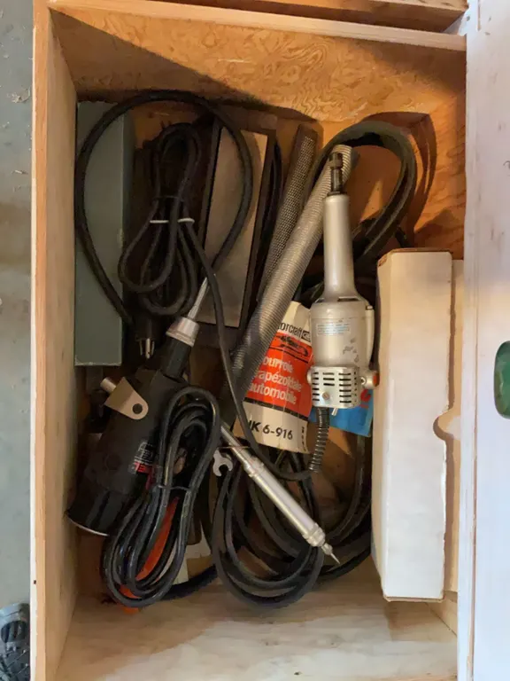 Wood Shop Drawer Lot with Dremel Tools, Files, and Sharpening Stones