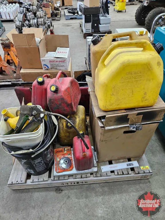 Assorted Fuel Cans & Shop Supplies