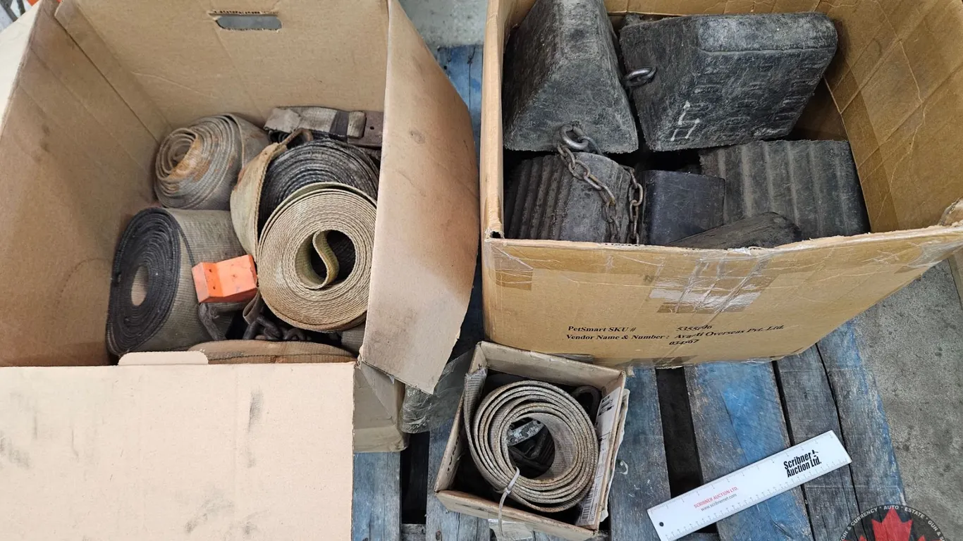Assorted Heavy-Duty Straps : Includes Rubber Wheel Chocks with Chains