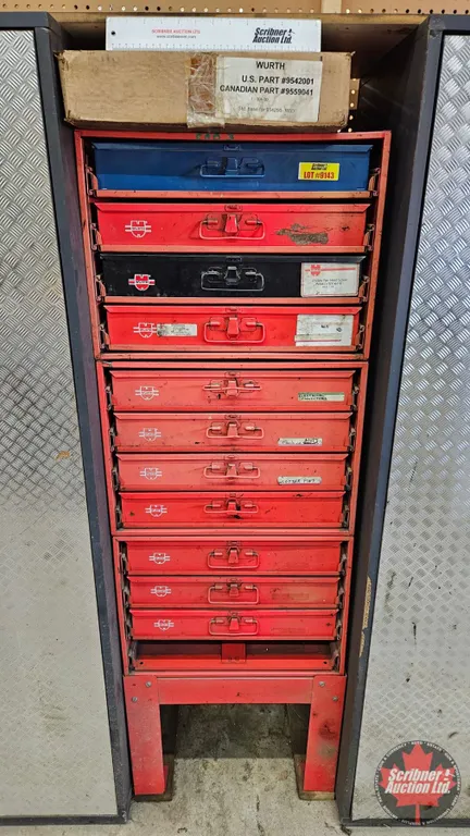 Multi-Drawer Parts Cabinet with Assorted Hardware