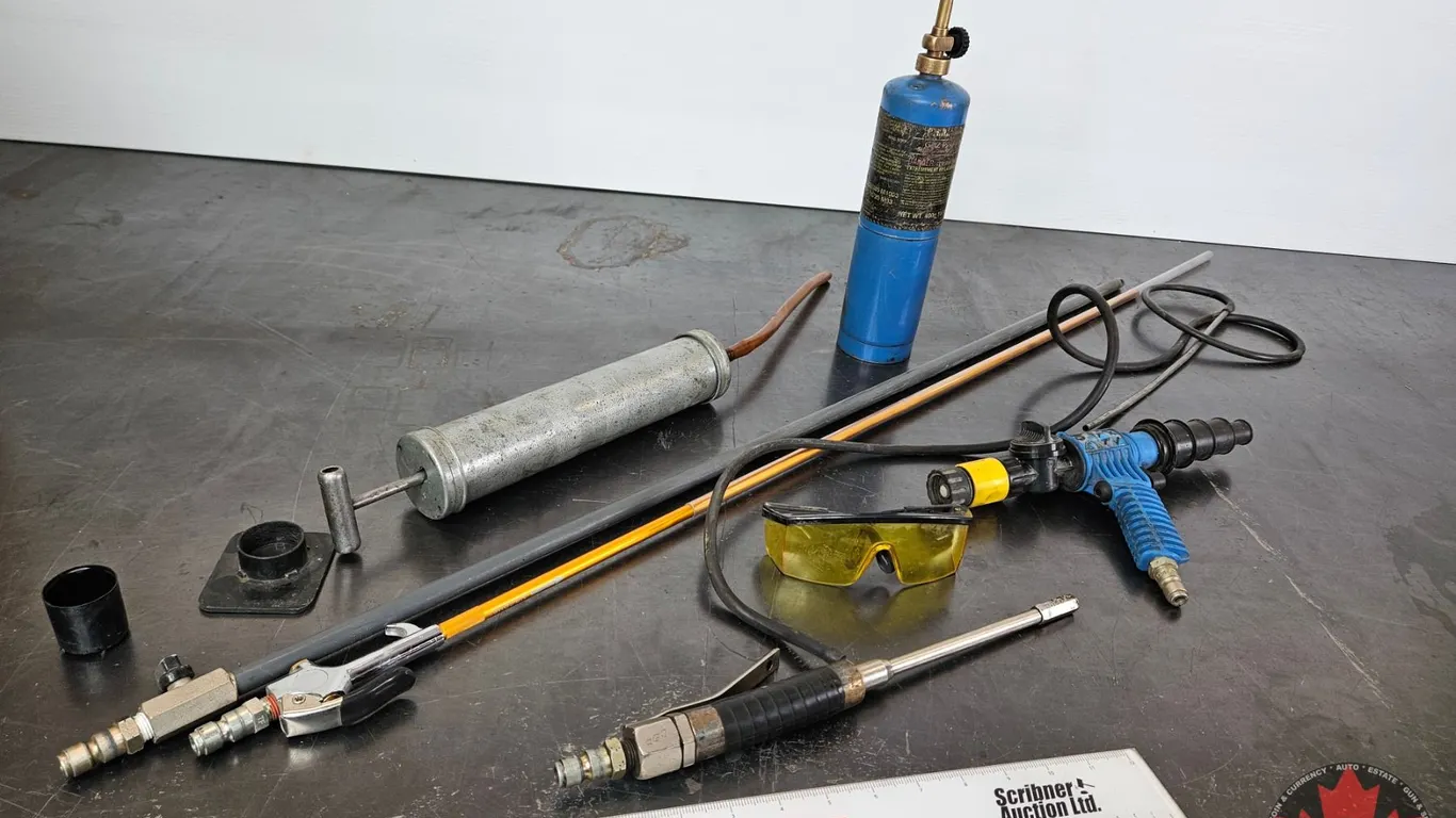 Assorted Pneumatic Tools, Suction Gun & Torch