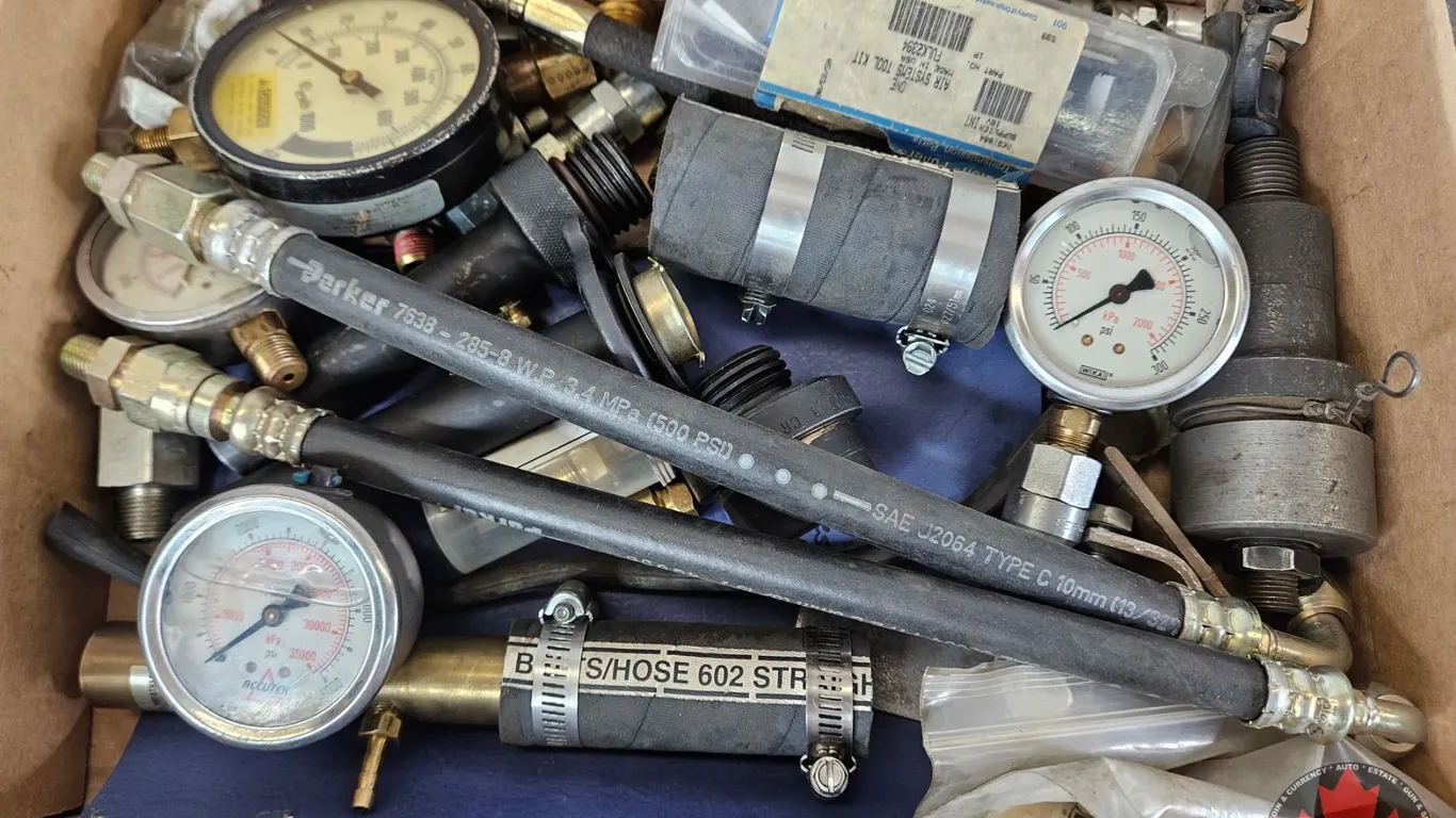 Assorted Pressure Gauges, Hoses & Fittings