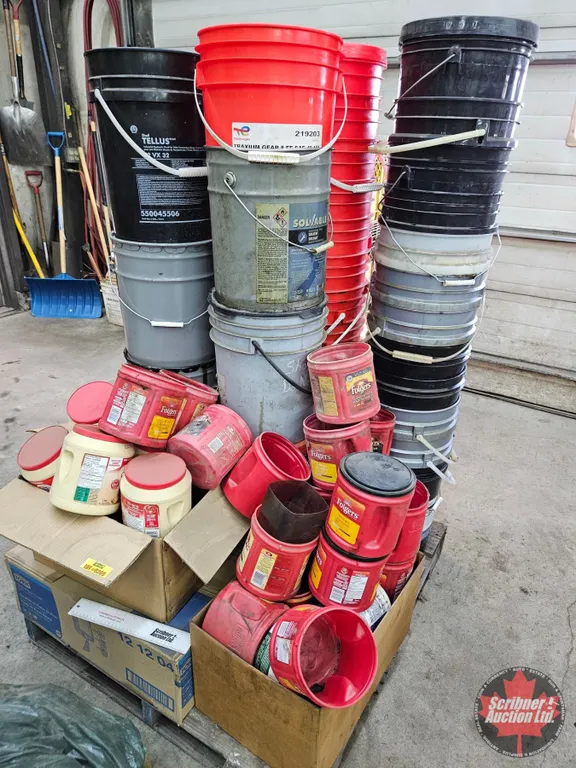 Assorted Pails, Containers & Plastic Crates