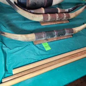 Mounted Steer Horns w/ Leather Wrapped Accents