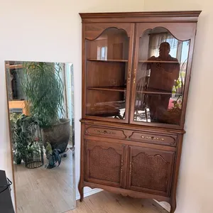 Corner China Cabinet and Bevelled Edge Mirror
