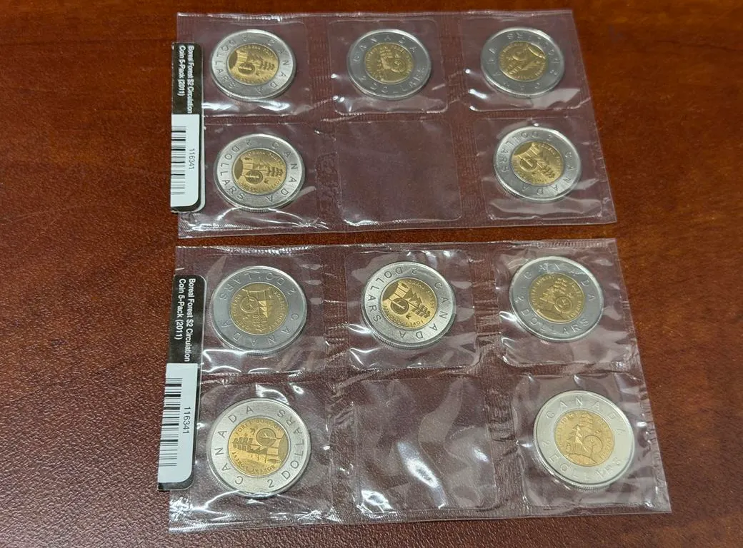 (2) Cdn Sets of 5 Toonies 2011 Boreal Forest Coin