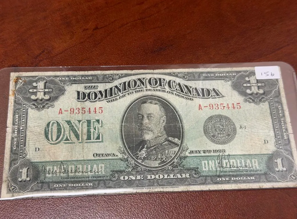 1923 Dominion Of Canada $1 Bill Blk Seal