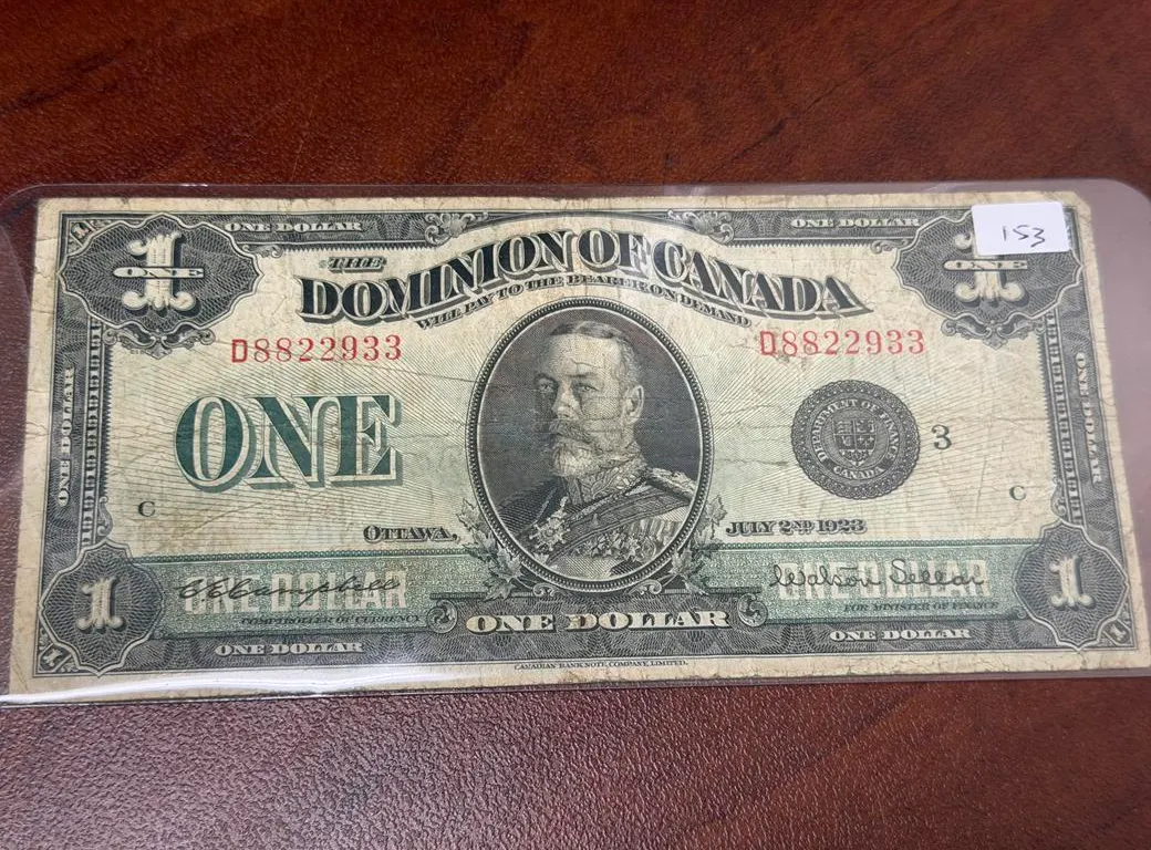 1923 Dominion Of Canada $1 Bill Blk Seal
