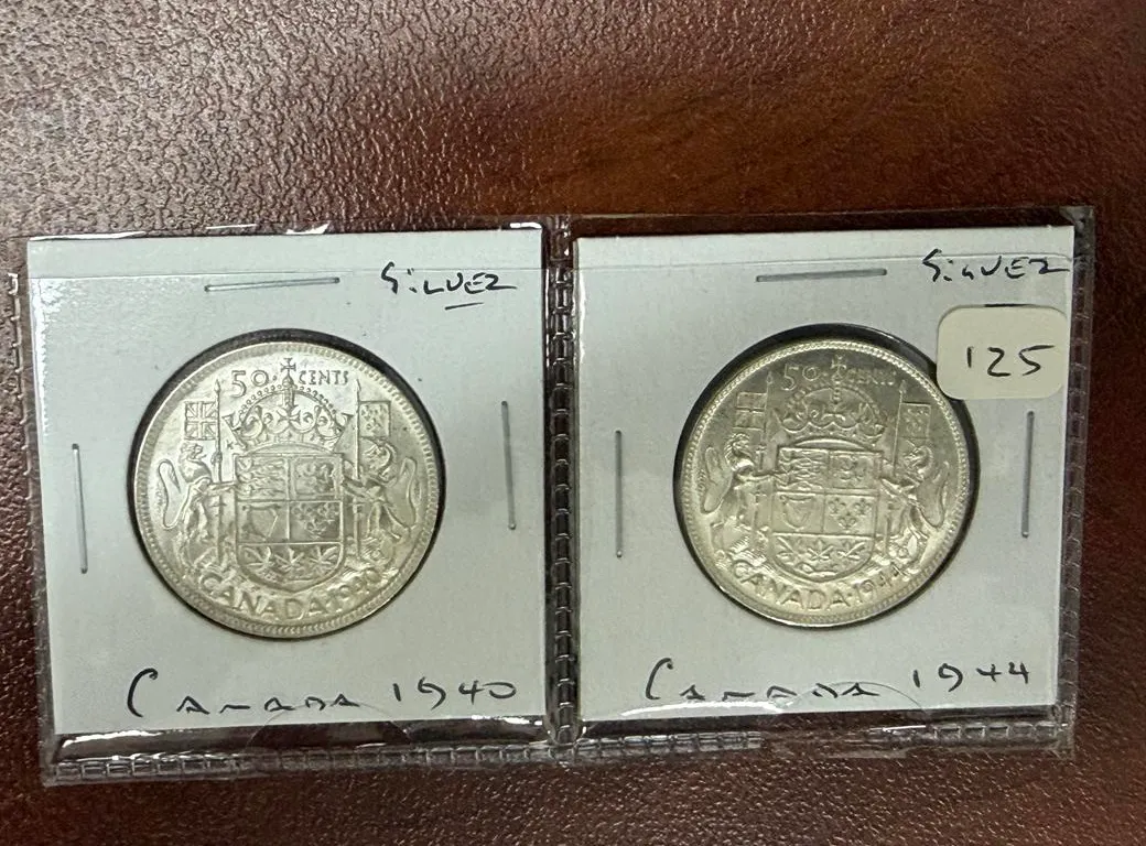 1940, 1944 Silver 50 Cent - Like New
