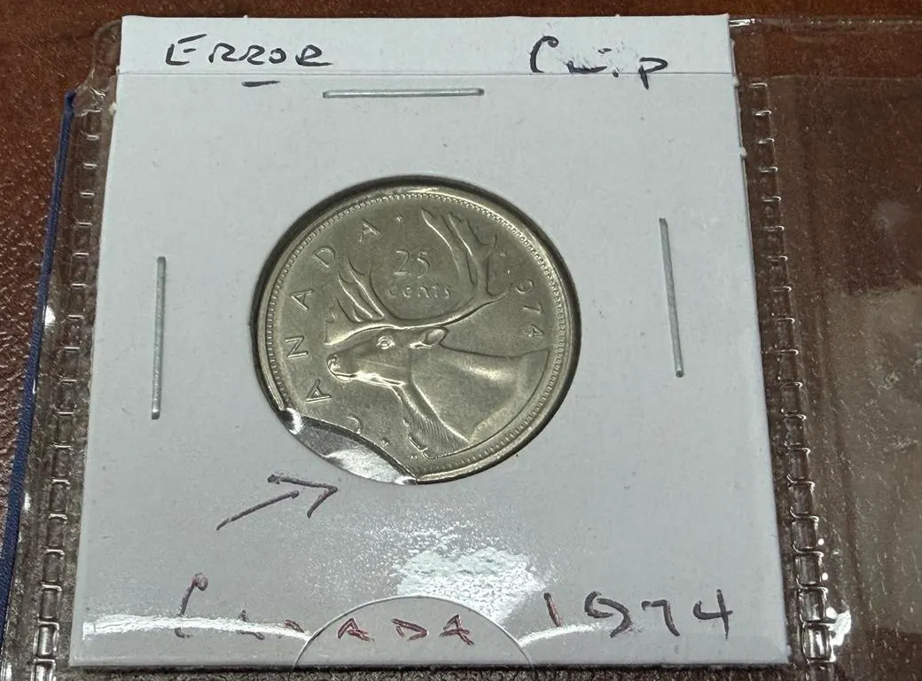 1974 Cdn Quarter Error Chip - Rare