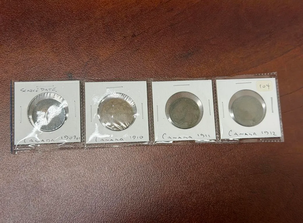 1907(H), 1910, 1911, 1912 Cdn Large Cents